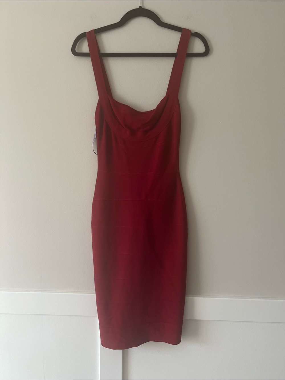 Hervé Léger Red Bandage Bodycon Cowl Neck Midi Dress XS
